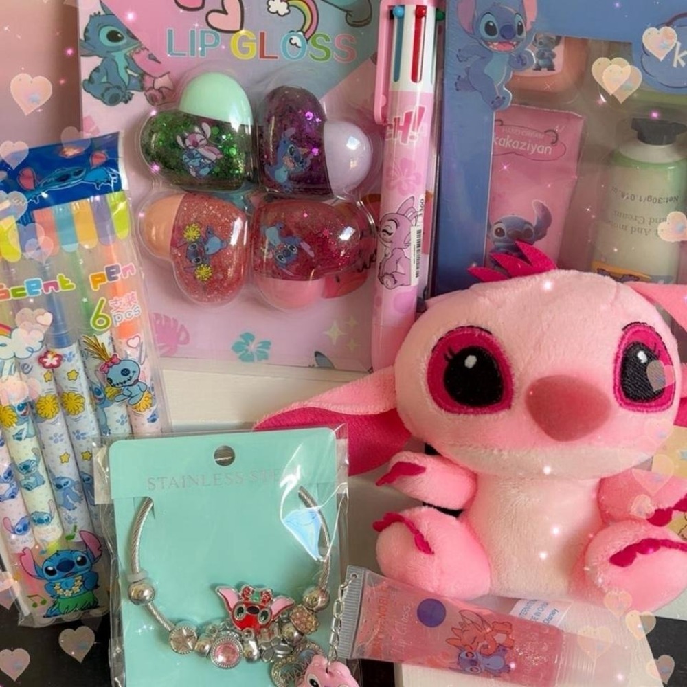 BIG ADORABLE STITCH BUNDLE HAND‎ CREAM CHARM BRACELET PENS NEW